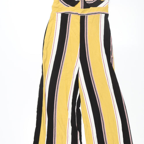 Bershka Womens Multicoloured Striped Viscose Jumpsuit One-Piece Size S L23 in Pullover - Twist Detail