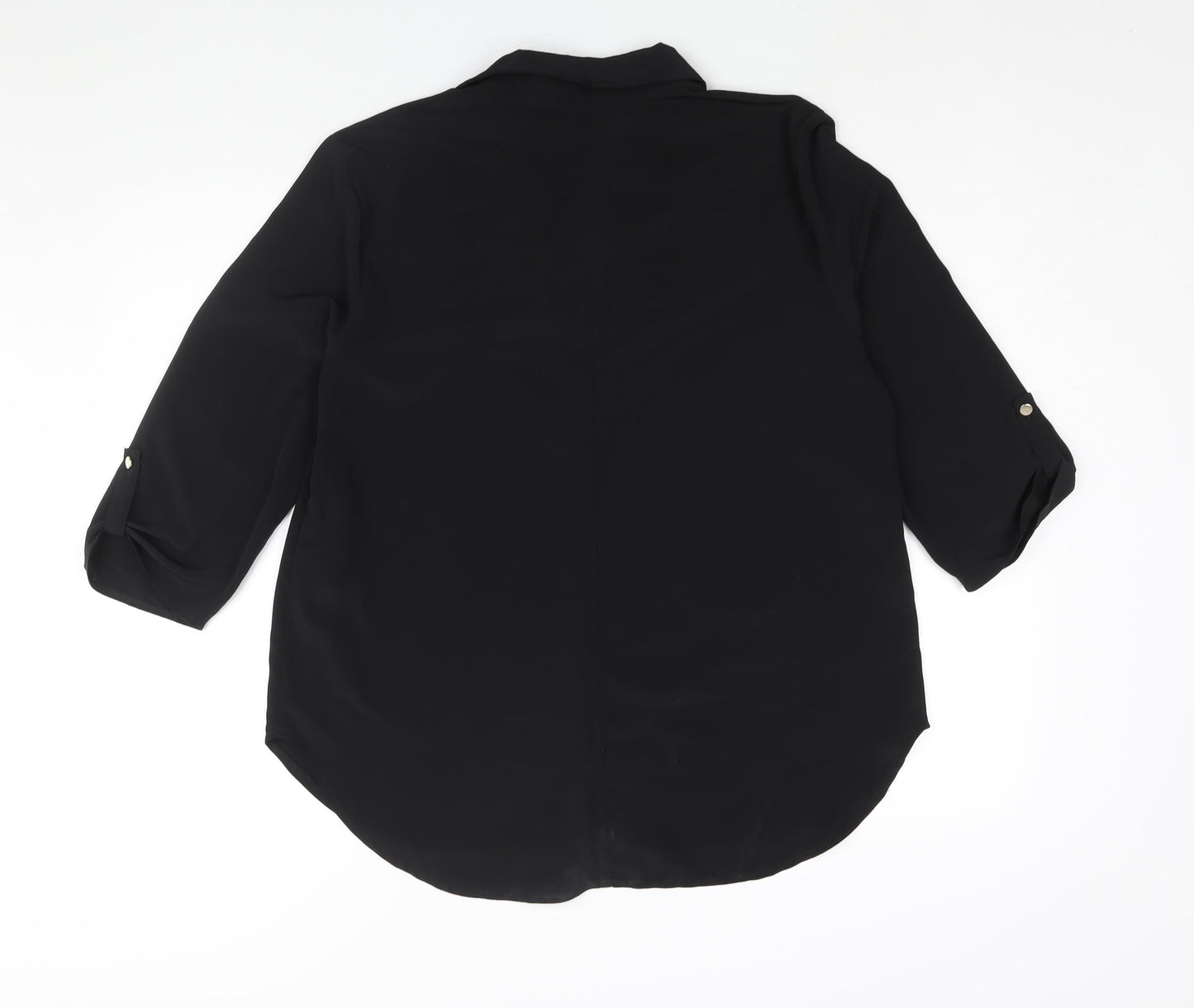 Lipsy Womens Black Polyester Basic Blouse Size 16 Collared