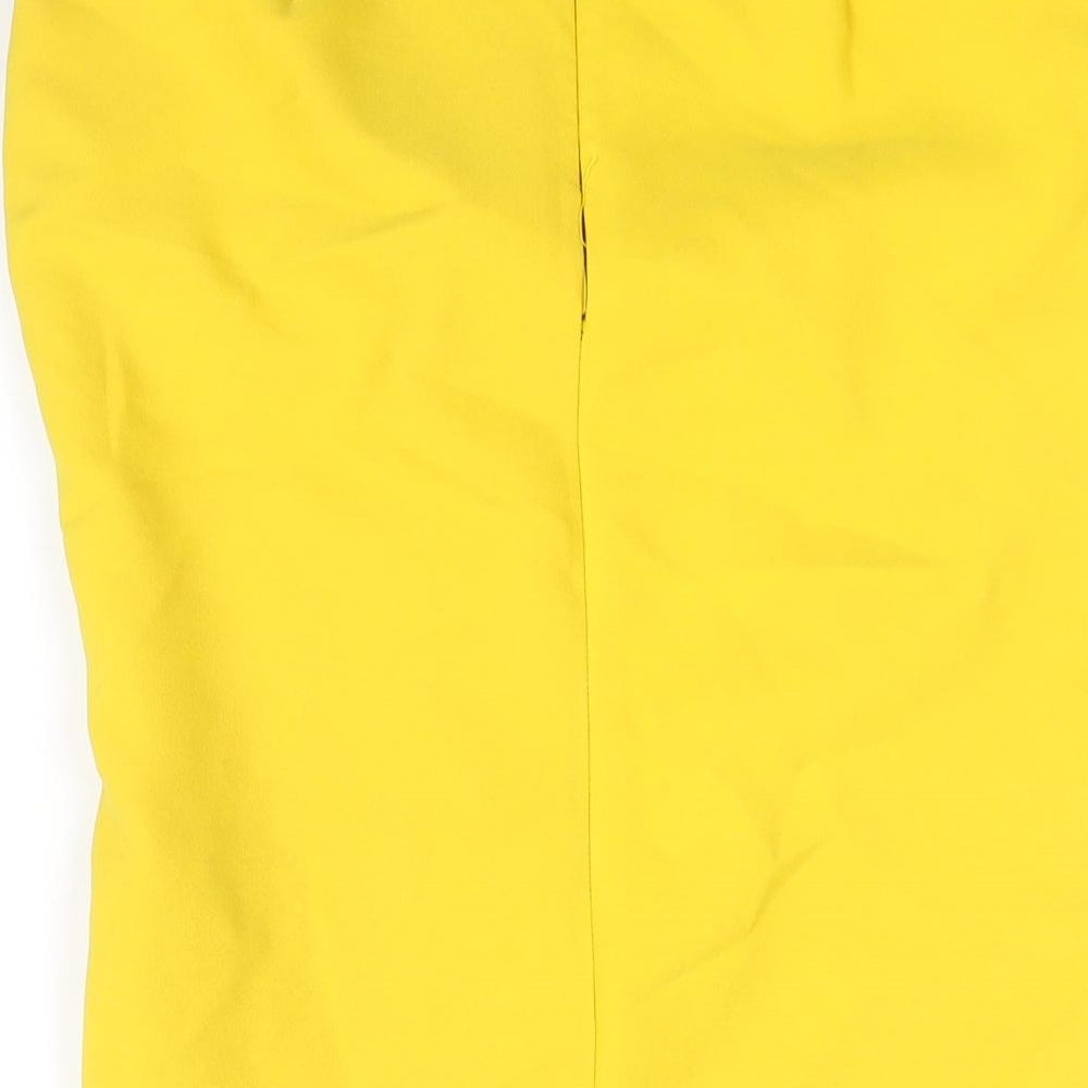 River Island Womens Yellow Polyester Straight & Pencil Skirt Size 10 Zip - Knot Detail