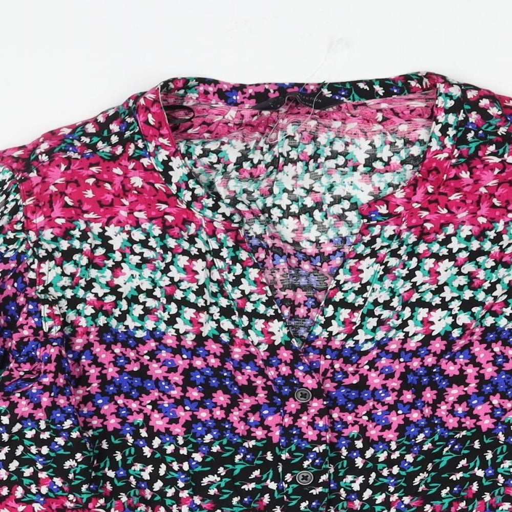 Marks and Spencer Womens Multicoloured Floral Viscose Basic Blouse Size 8 V-Neck