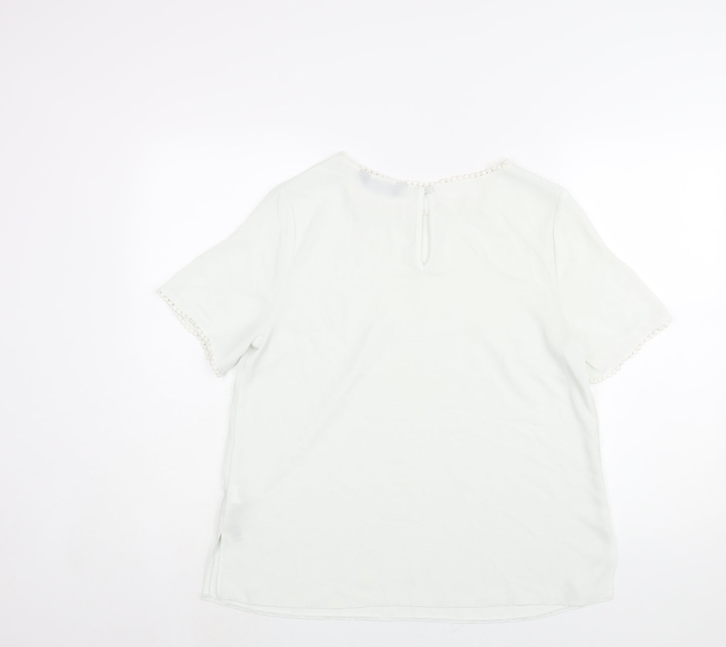 Dorothy Perkins Womens White Polyester Basic Blouse Size 14 Round Neck