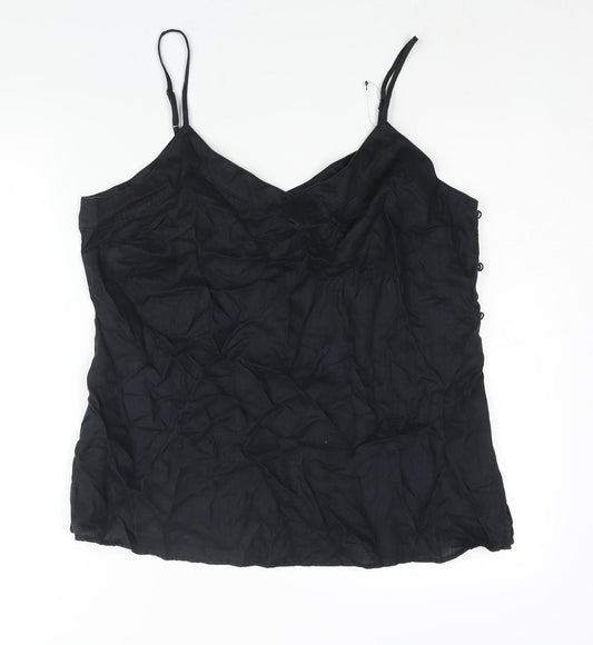 Marks and Spencer Womens Black Linen Camisole Blouse Size 18 V-Neck