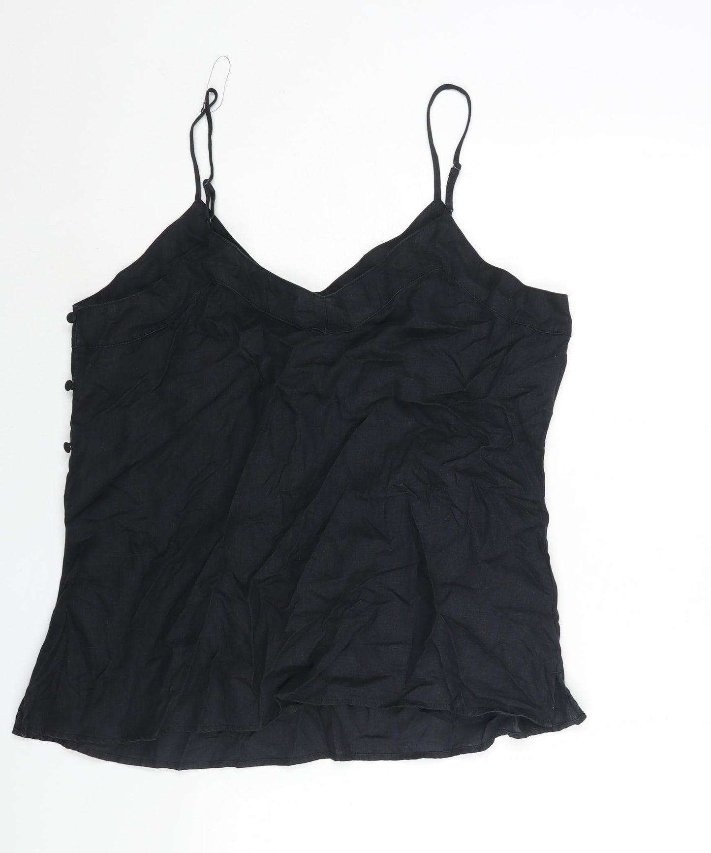 Marks and Spencer Womens Black Linen Camisole Blouse Size 18 V-Neck