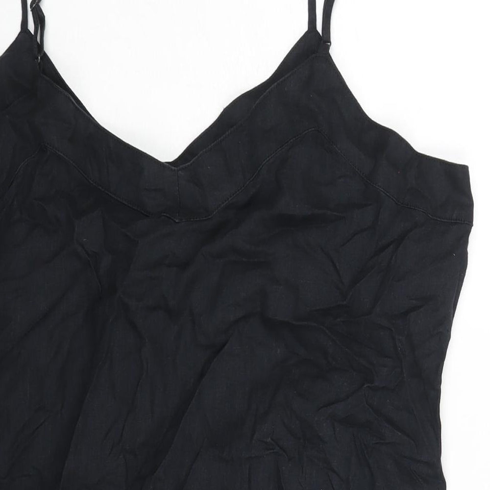 Marks and Spencer Womens Black Linen Camisole Blouse Size 18 V-Neck