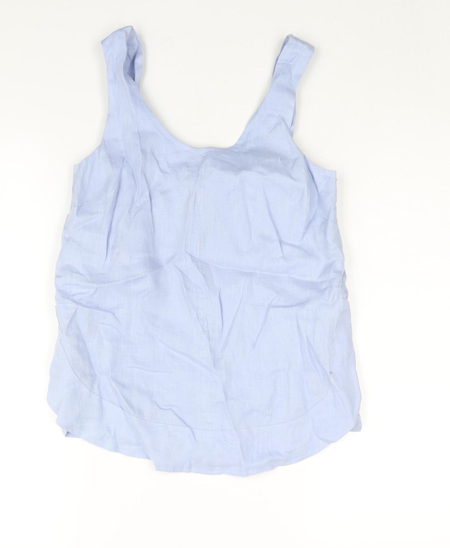 Marks and Spencer Womens Blue Linen Camisole Blouse Size 6 Scoop Neck