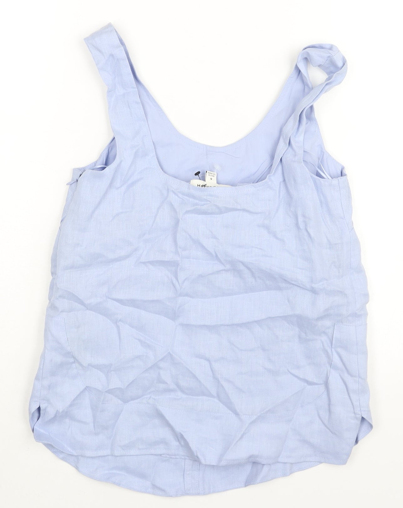 Marks and Spencer Womens Blue Linen Camisole Blouse Size 6 Scoop Neck