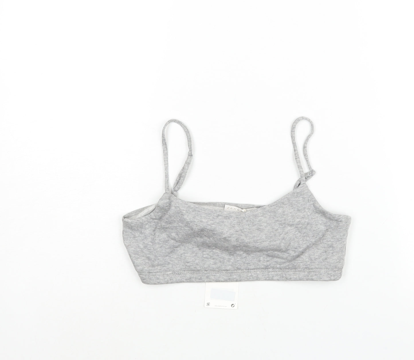 Zara Womens Grey Cotton Cropped Tank Size M Scoop Neck