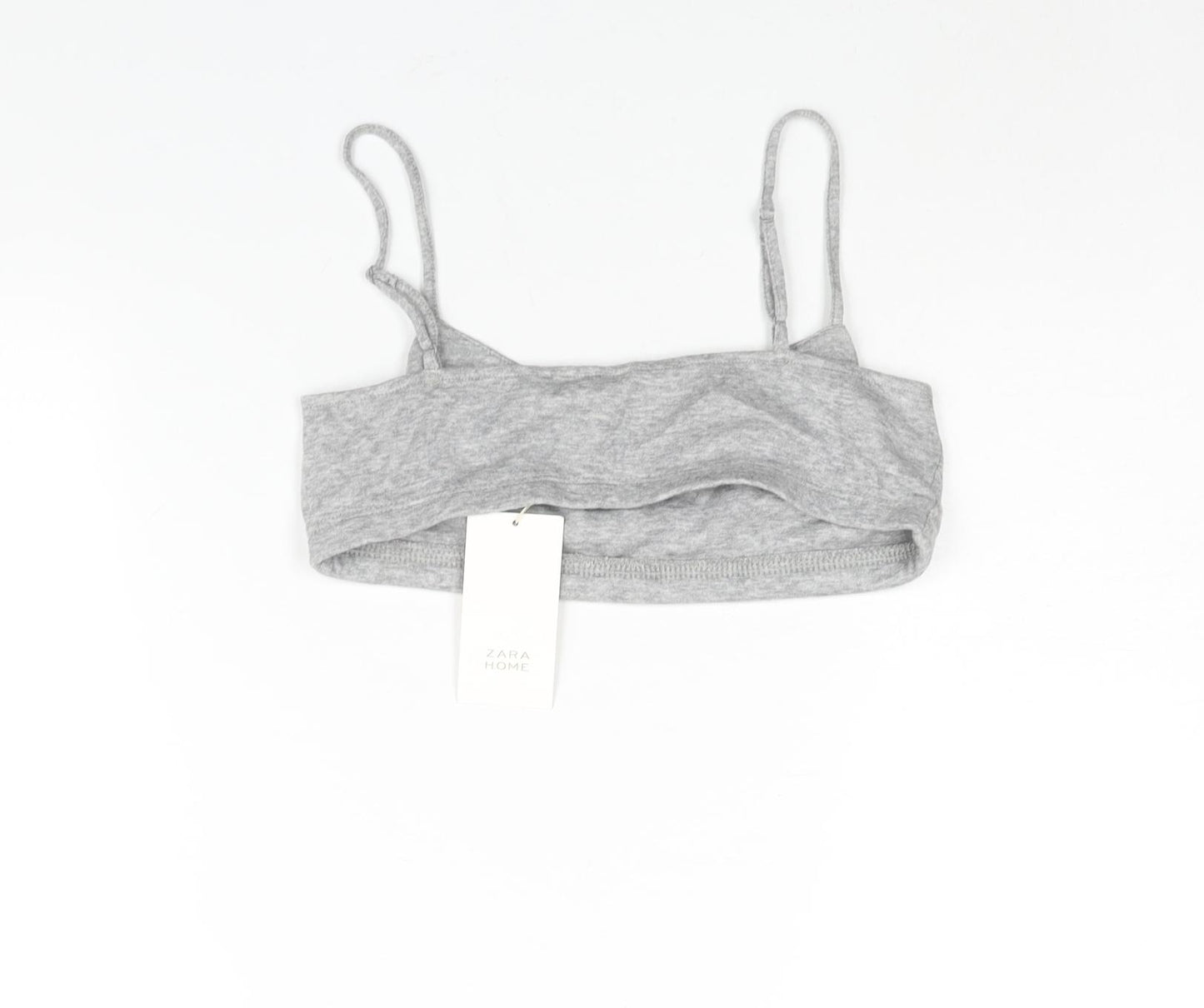 Zara Womens Grey Cotton Cropped Tank Size M Scoop Neck