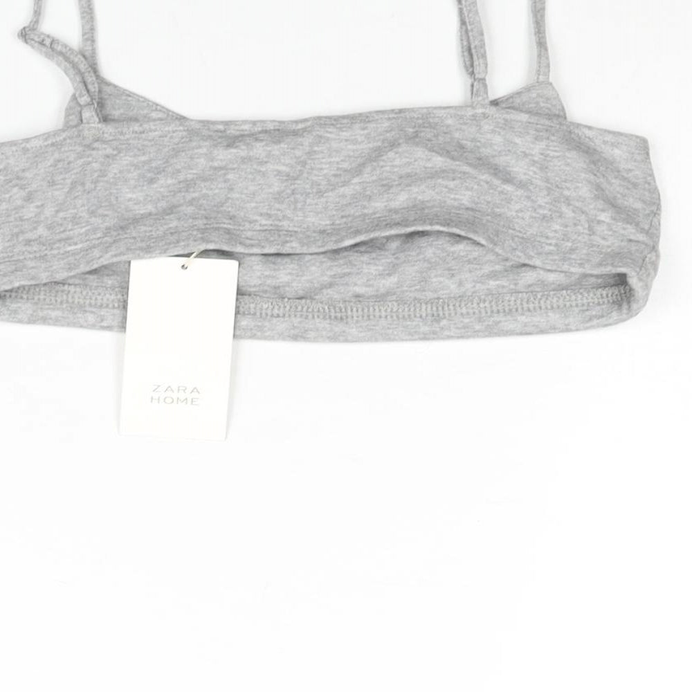 Zara Womens Grey Cotton Cropped Tank Size M Scoop Neck