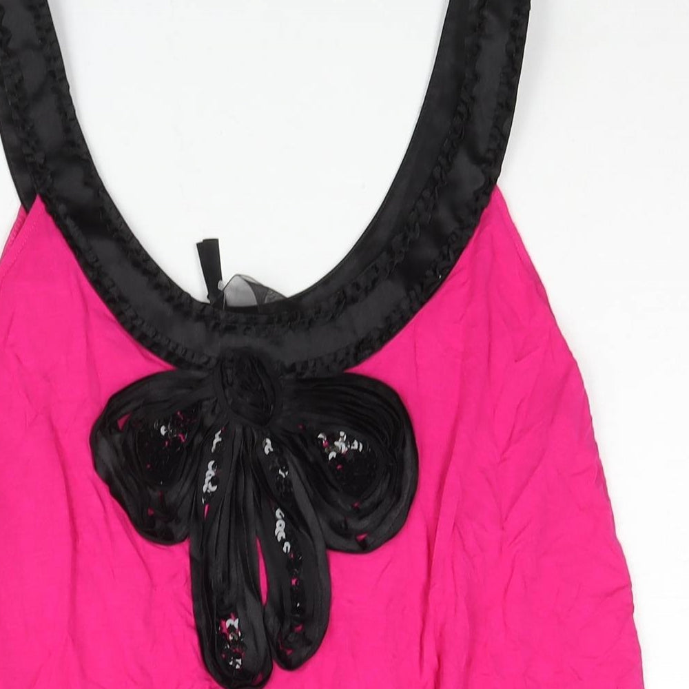 NEXT Womens Pink Viscose Camisole Blouse Size 14 Scoop Neck - Sequin Bow