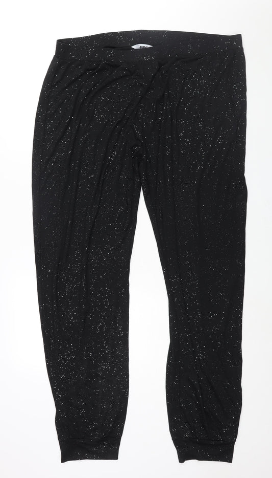 Long Tall Sally Womens Black Viscose Harem Trousers Size 22 L36 in Regular - Size 22-24 Sparkle