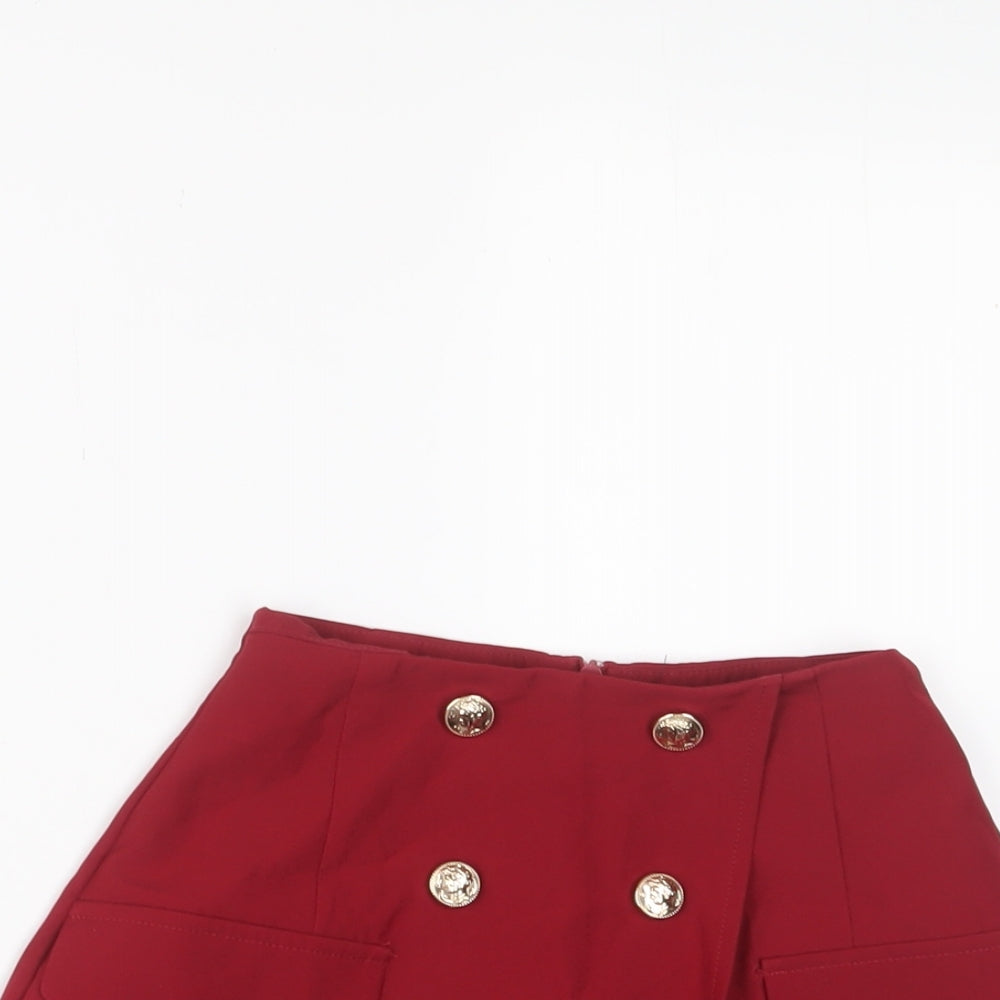 Missguided Womens Red Polyester Sailor Shorts Size 6 L3 in Regular Zip - Buttons