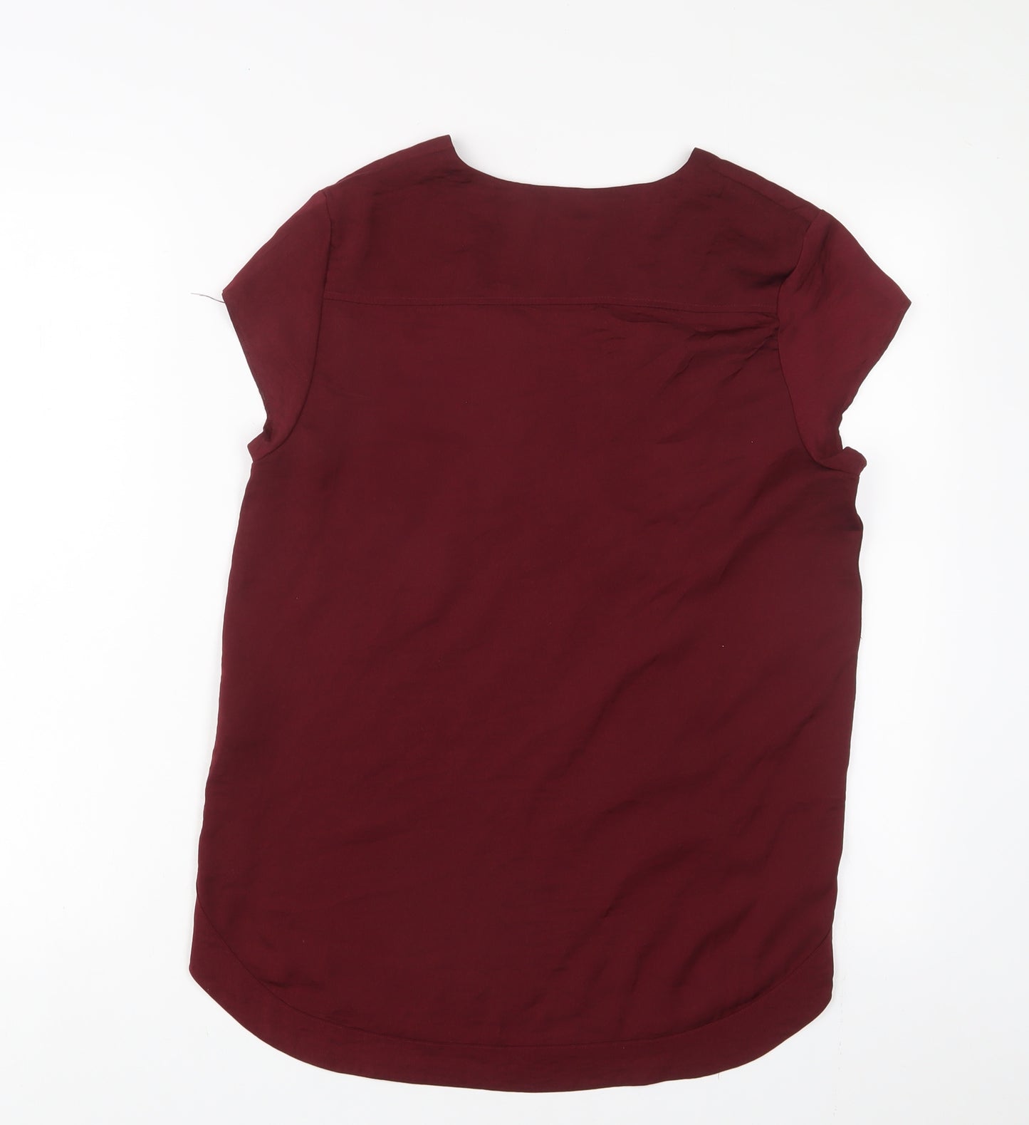 H&M Womens Red Polyester Basic T-Shirt Size 10 V-Neck