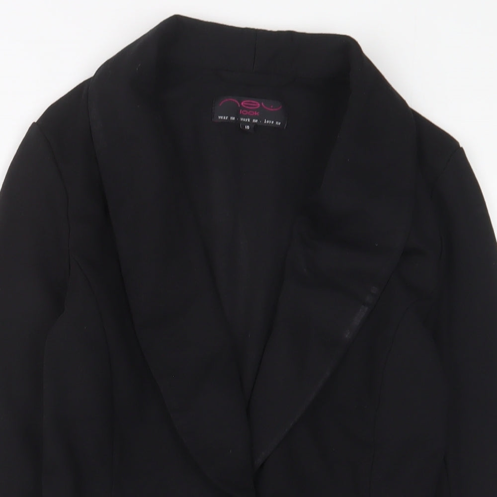 New Look Womens Black Jacket Blazer Size 10 Button