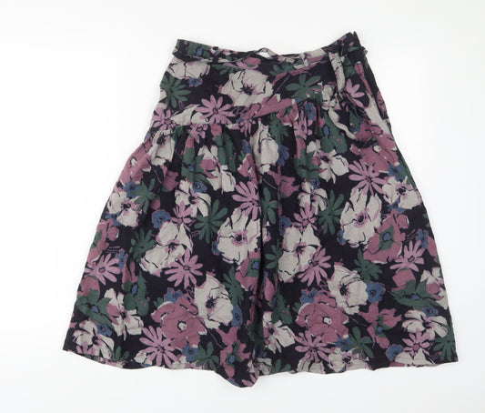 Windsmoor Womens Purple Floral Polyester A-Line Skirt Size 10 Zip - Belted