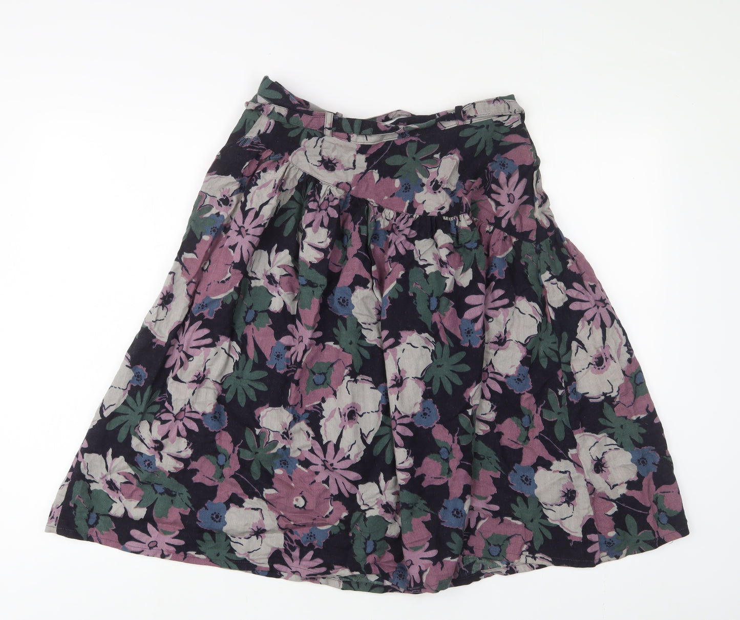 Windsmoor Womens Purple Floral Polyester A-Line Skirt Size 10 Zip - Belted