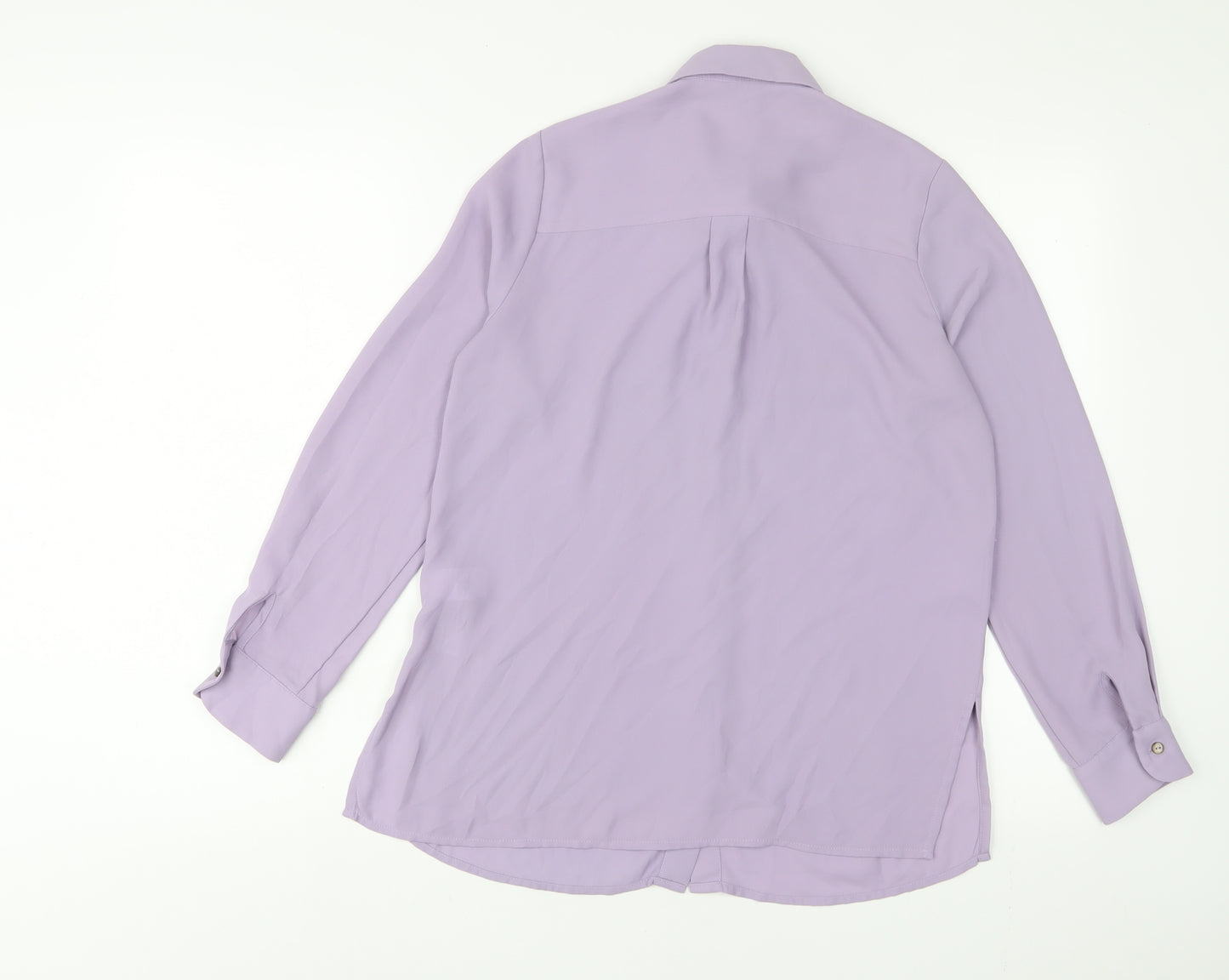 New Look Womens Purple Polyester Basic Button-Up Size 6 Collared