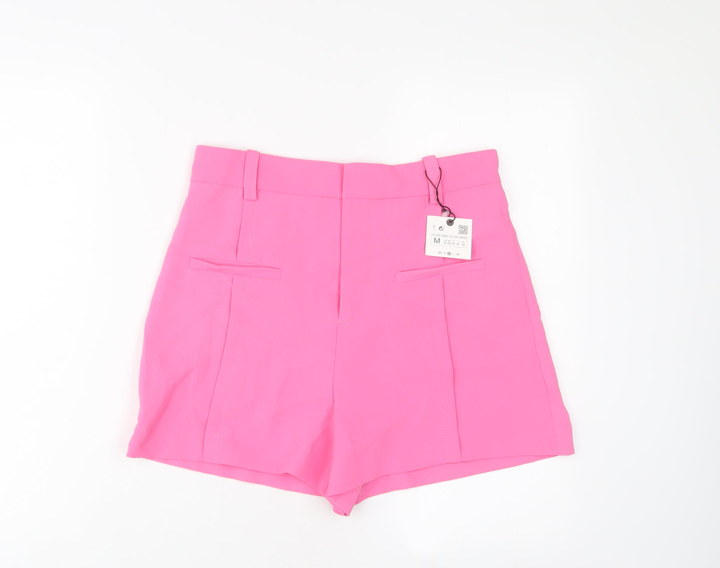 Zara Womens Pink Polyester Sailor Shorts Size M L3 in Regular Hook & Eye