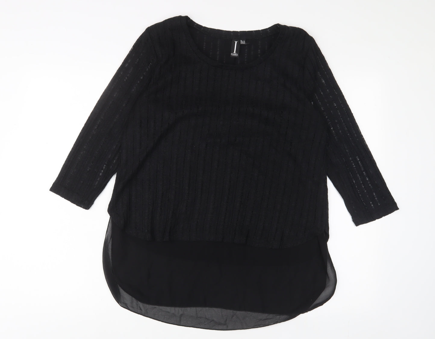 Izabel London Womens Black Polyester Basic Blouse Size 12 Crew Neck