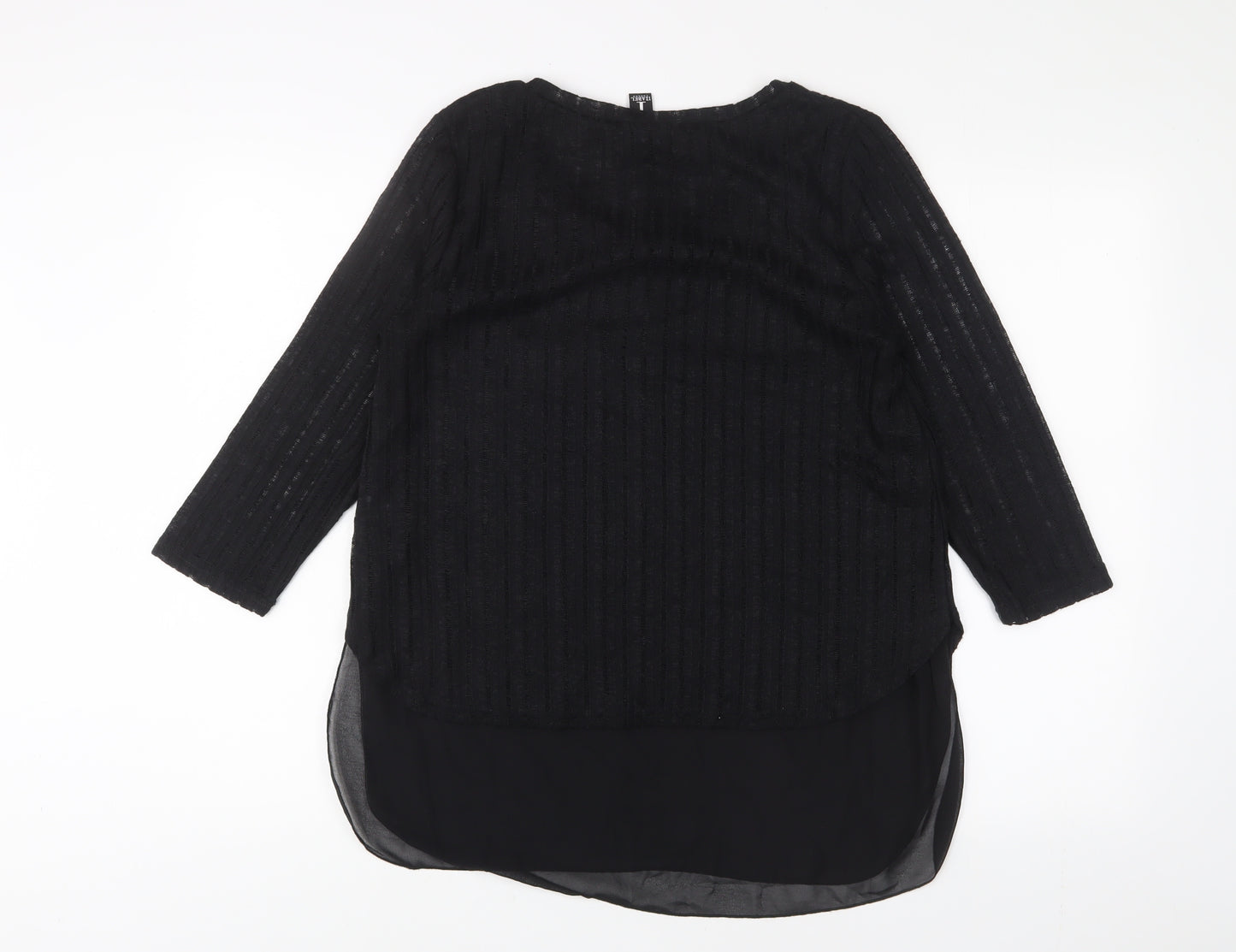 Izabel London Womens Black Polyester Basic Blouse Size 12 Crew Neck