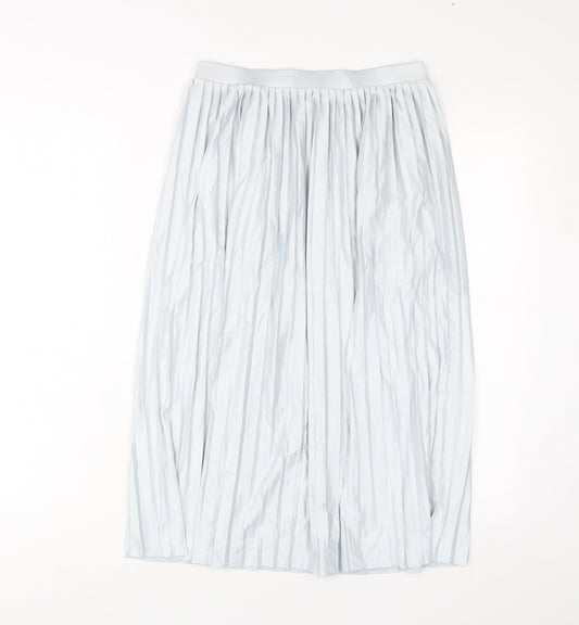 Topshop Womens Blue Polyester A-Line Skirt Size 8 - Pleated