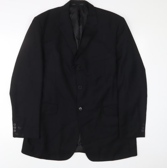 pinstripe Mens Black Polyester Jacket Suit Jacket Size 44 Regular - Inside Pockets