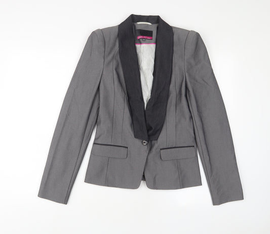 NEXT Womens Grey Jacket Blazer Size 10 Button - Slim Fit