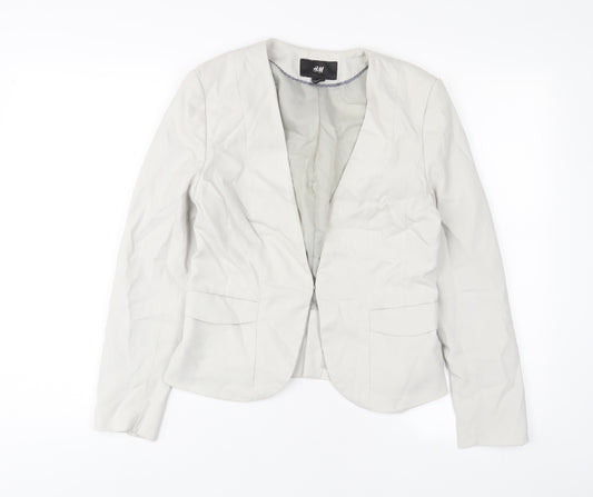 H&M Womens Beige Jacket Blazer Size 10 Hook & Eye