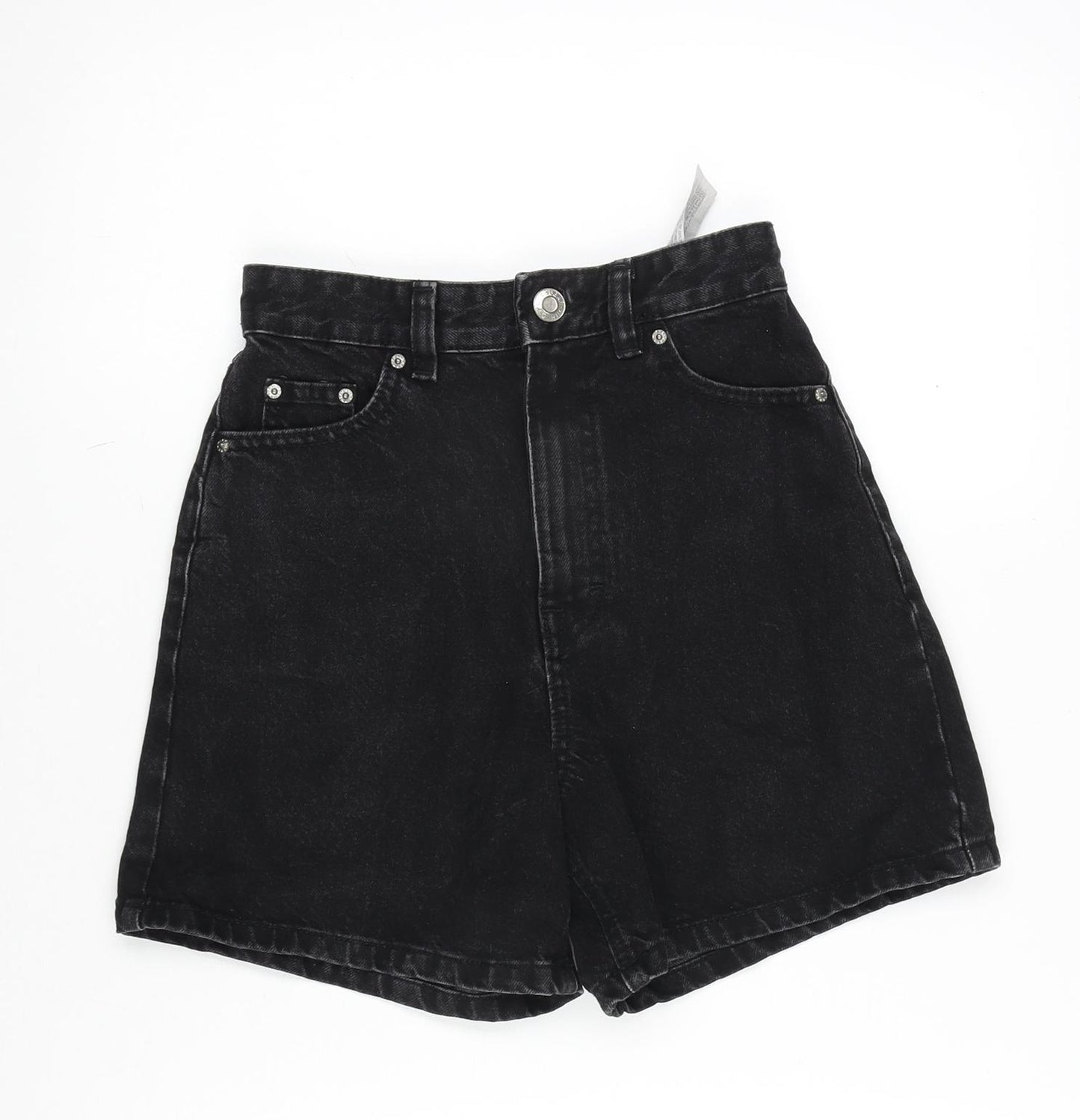 Pull&Bear Womens Black Cotton Boyfriend Shorts Size 6 L5 in Regular Zip