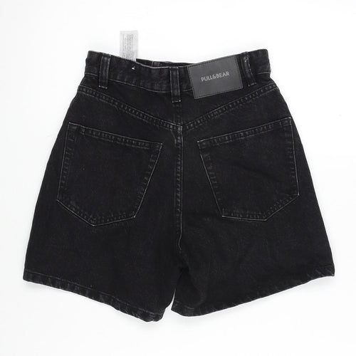 Pull&Bear Womens Black Cotton Boyfriend Shorts Size 6 L5 in Regular Zip