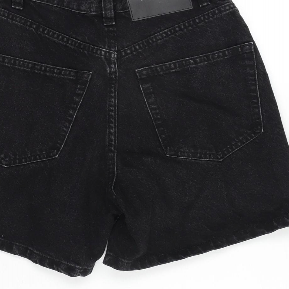 Pull&Bear Womens Black Cotton Boyfriend Shorts Size 6 L5 in Regular Zip