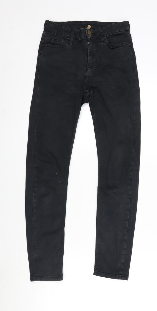 Topshop Womens Black Cotton Blend Straight Jeans Size 25 in L30 in Regular Zip