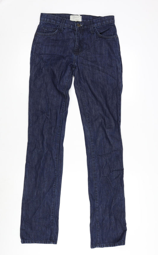 Current/Elliott Womens Blue Cotton Blend Straight Jeans Size 28 in L33 in Regular Zip