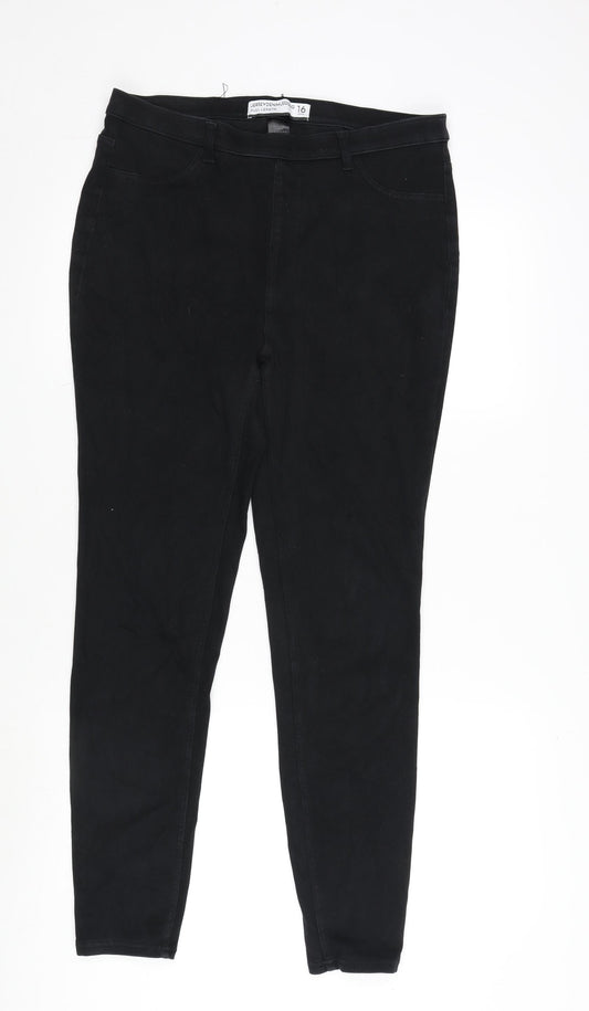 NEXT Womens Black Cotton Blend Straight Jeans Size 16 L26 in Regular