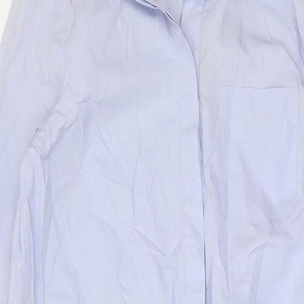 H&M Womens Blue Cotton Shirt Dress Size 8 Collared Button