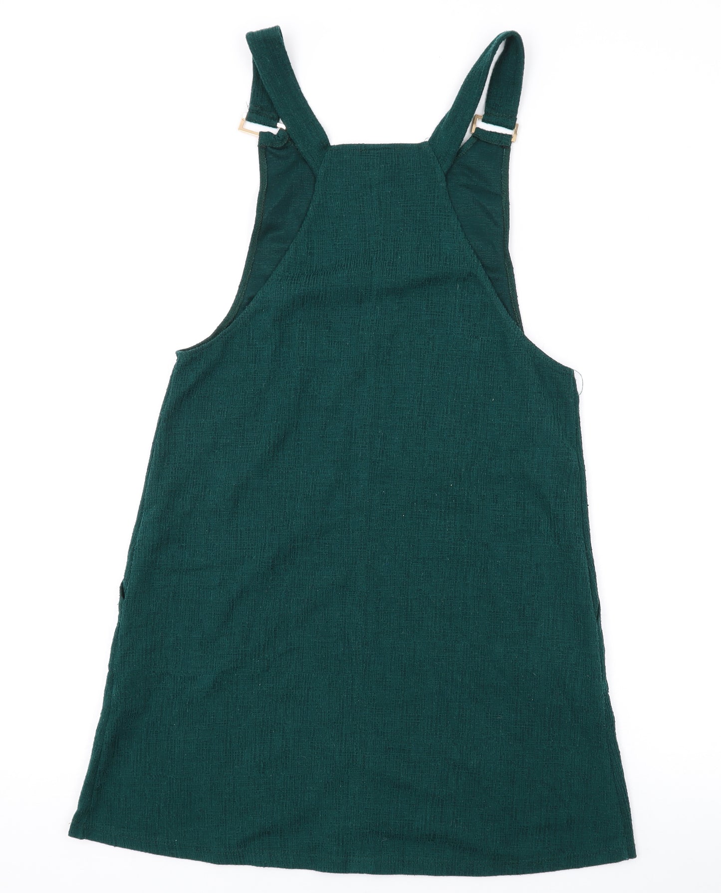 New Look Womens Green Polyester Pinafore/Dungaree Dress Size 6 Square Neck Pullover