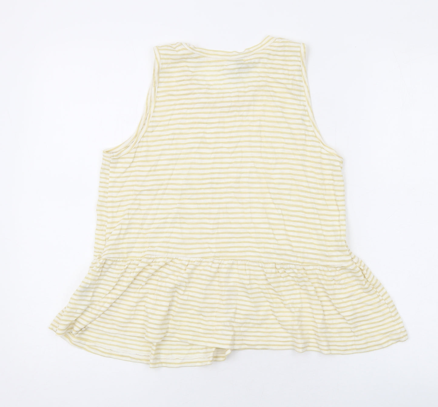 ASOS Womens Yellow Striped Cotton Basic Tank Size 8 Round Neck