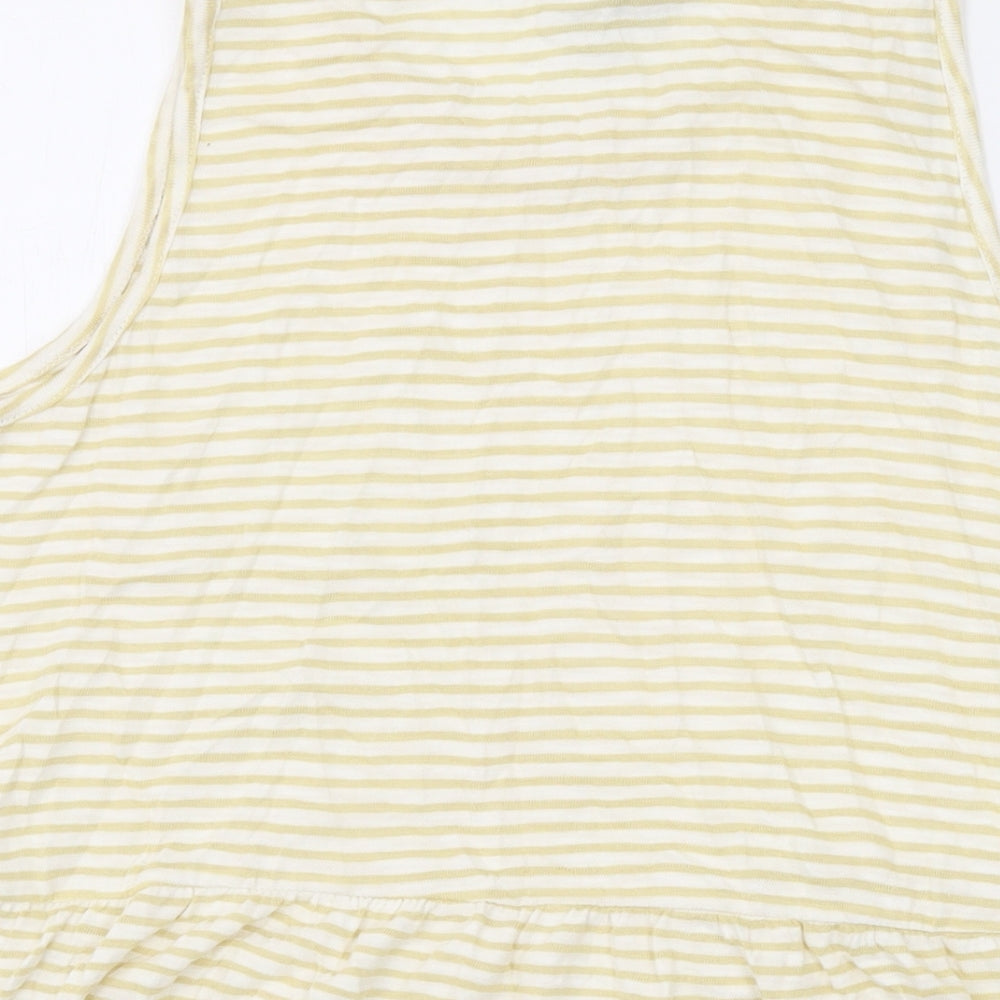 ASOS Womens Yellow Striped Cotton Basic Tank Size 8 Round Neck