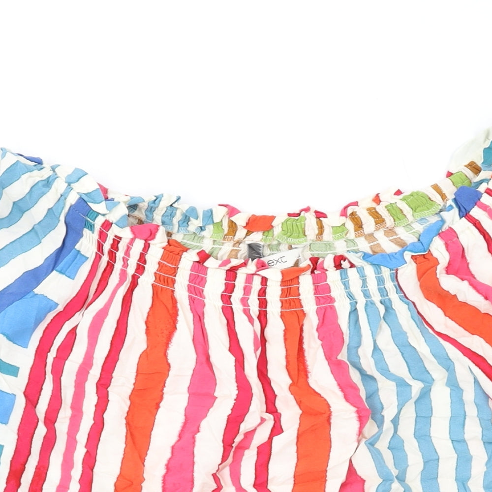 NEXT Womens Multicoloured Striped Viscose Basic Blouse Size 12 Off the Shoulder