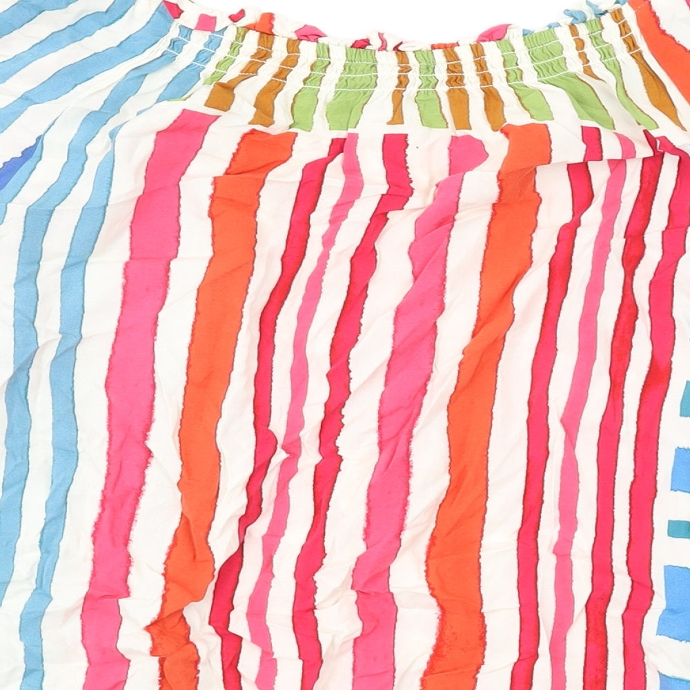 NEXT Womens Multicoloured Striped Viscose Basic Blouse Size 12 Off the Shoulder