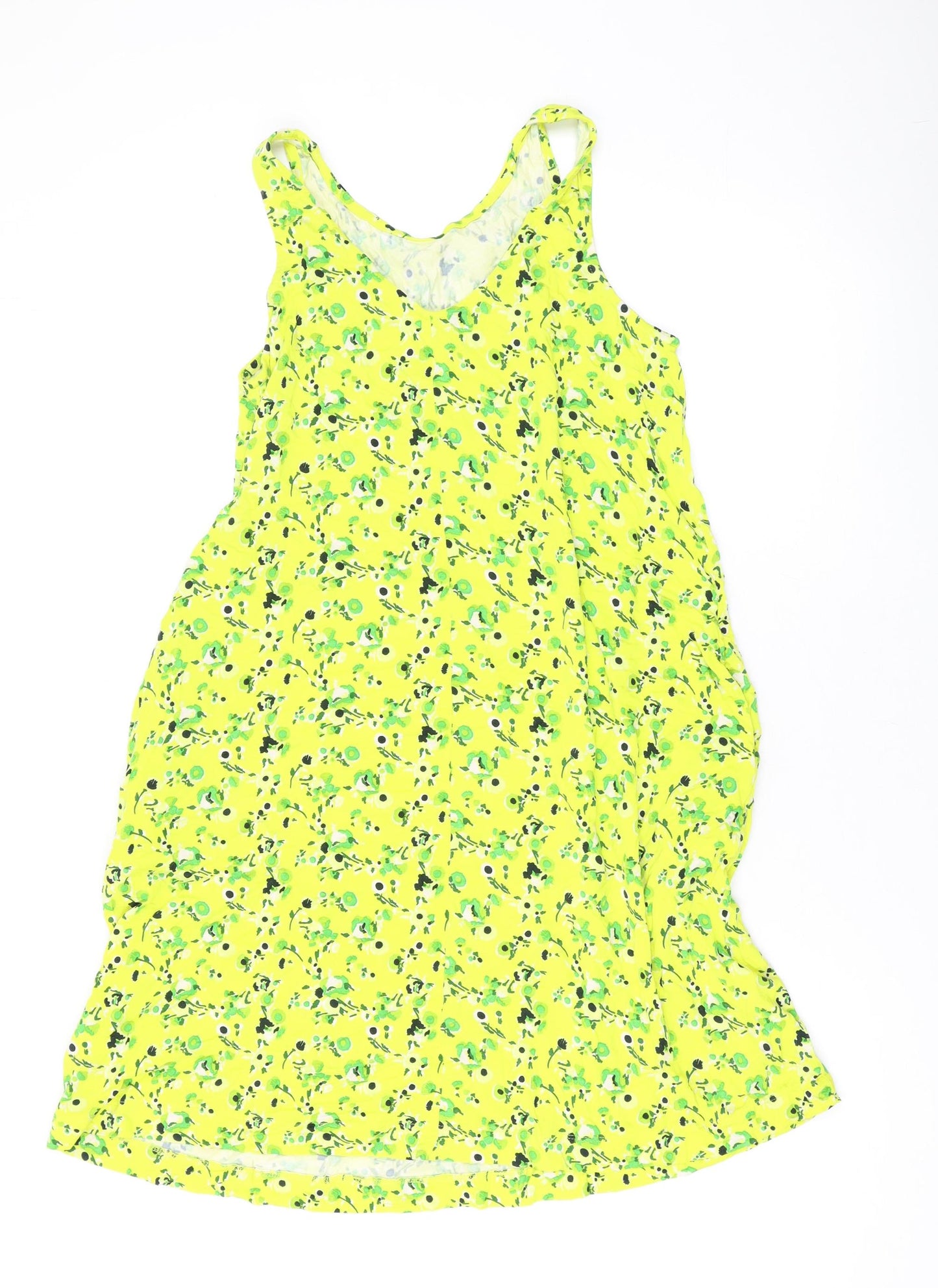 NEXT Womens Yellow Floral Viscose Tank Dress Size M Scoop Neck Pullover