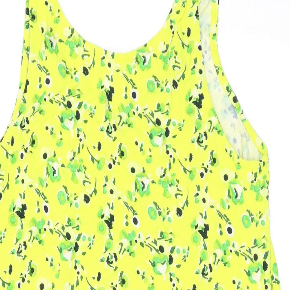 NEXT Womens Yellow Floral Viscose Tank Dress Size M Scoop Neck Pullover