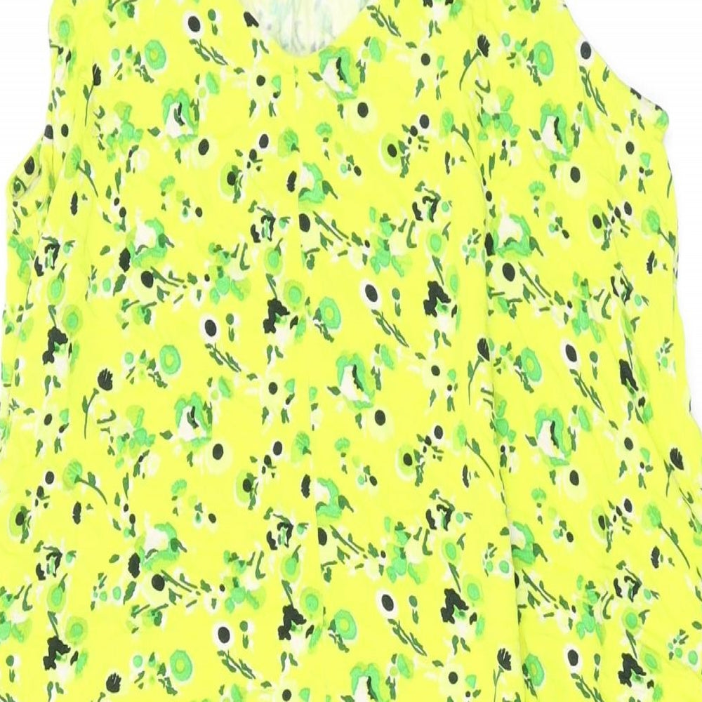 NEXT Womens Yellow Floral Viscose Tank Dress Size M Scoop Neck Pullover