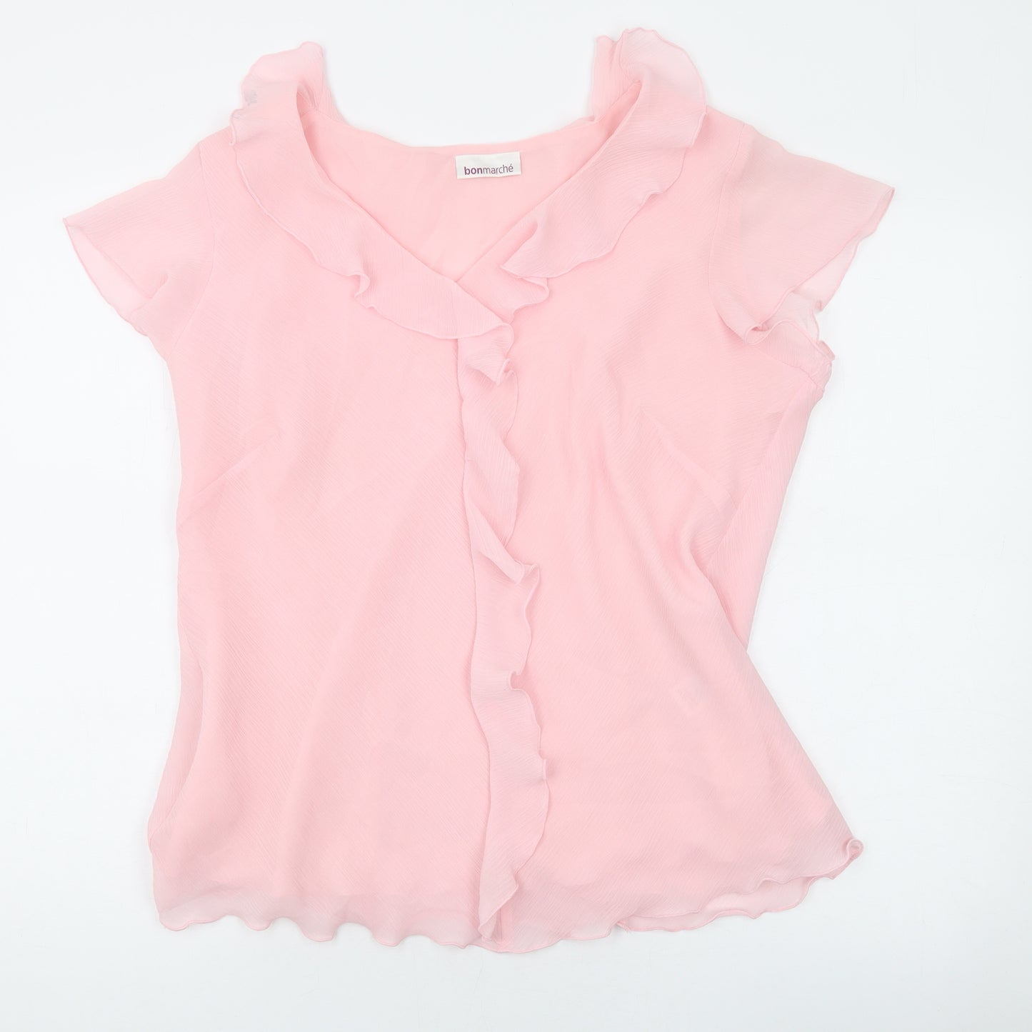 Bonmarché Womens Pink Polyester Basic Blouse Size 18 V-Neck