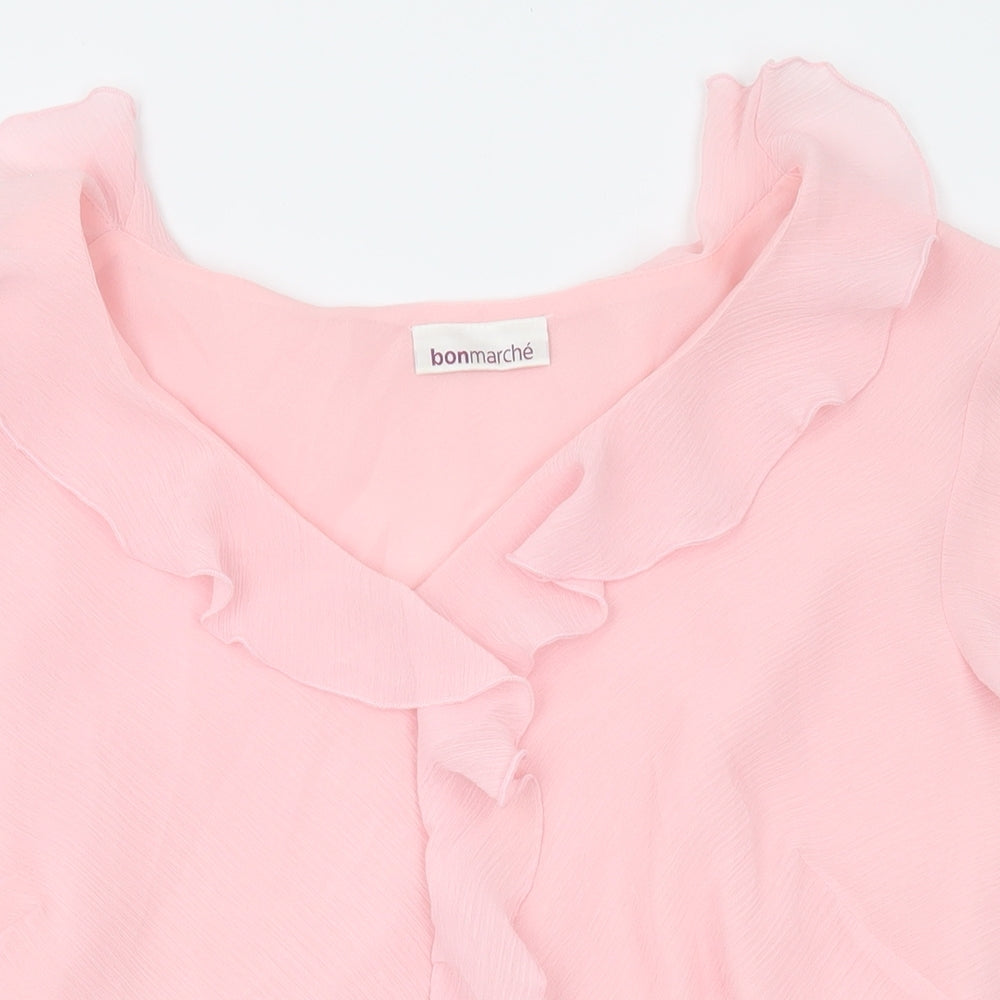 Bonmarché Womens Pink Polyester Basic Blouse Size 18 V-Neck