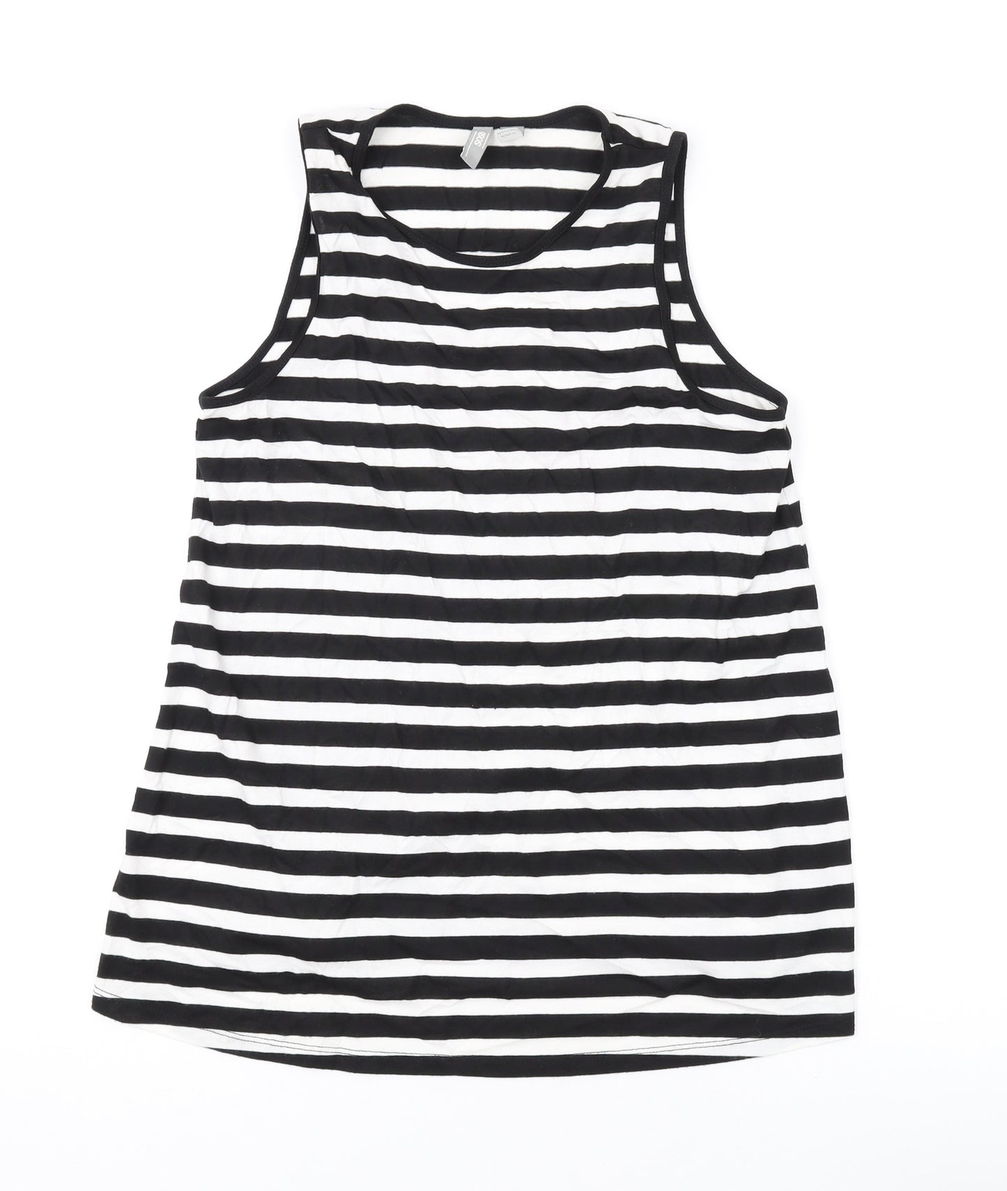 ASOS Womens Black Striped Polyester Basic Tank Size 8 Round Neck