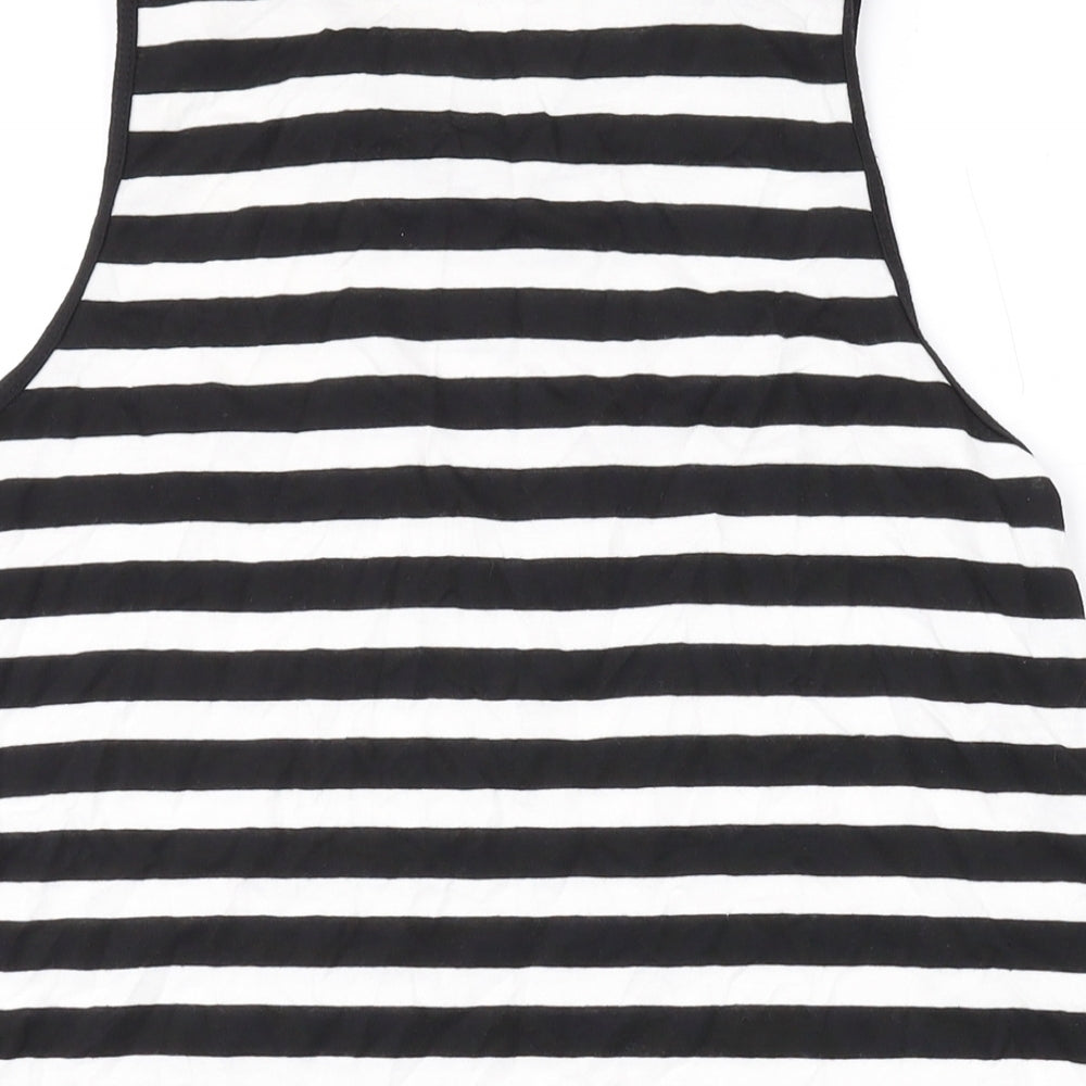 ASOS Womens Black Striped Polyester Basic Tank Size 8 Round Neck