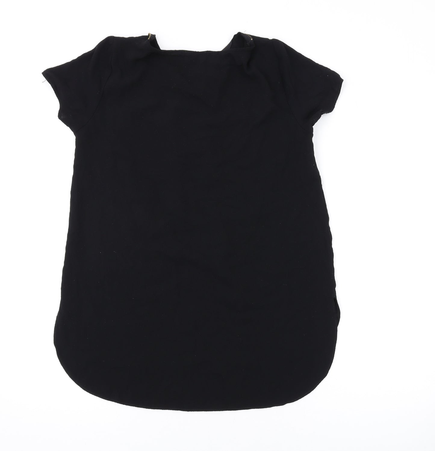 New Look Womens Black Polyester Basic T-Shirt Size 12 V-Neck