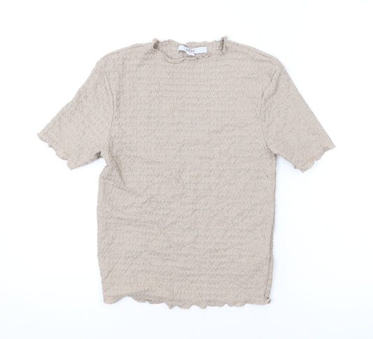 NEXT Womens Beige Polyester Basic T-Shirt Size 6 Round Neck