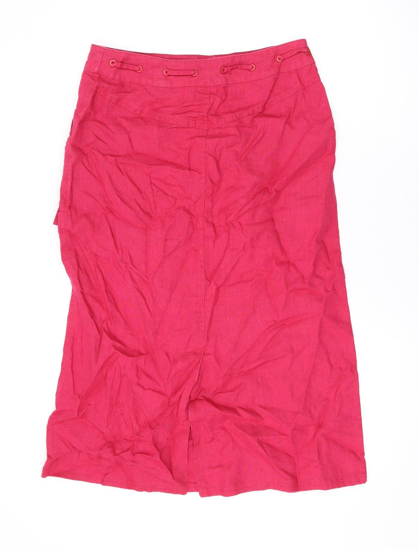 Roman Womens Pink Linen Swing Skirt Size 12 Zip